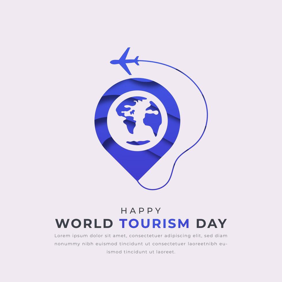 värld turism dag papper skära stil vektor design illustration för bakgrund, affisch, baner, reklam, hälsning kort