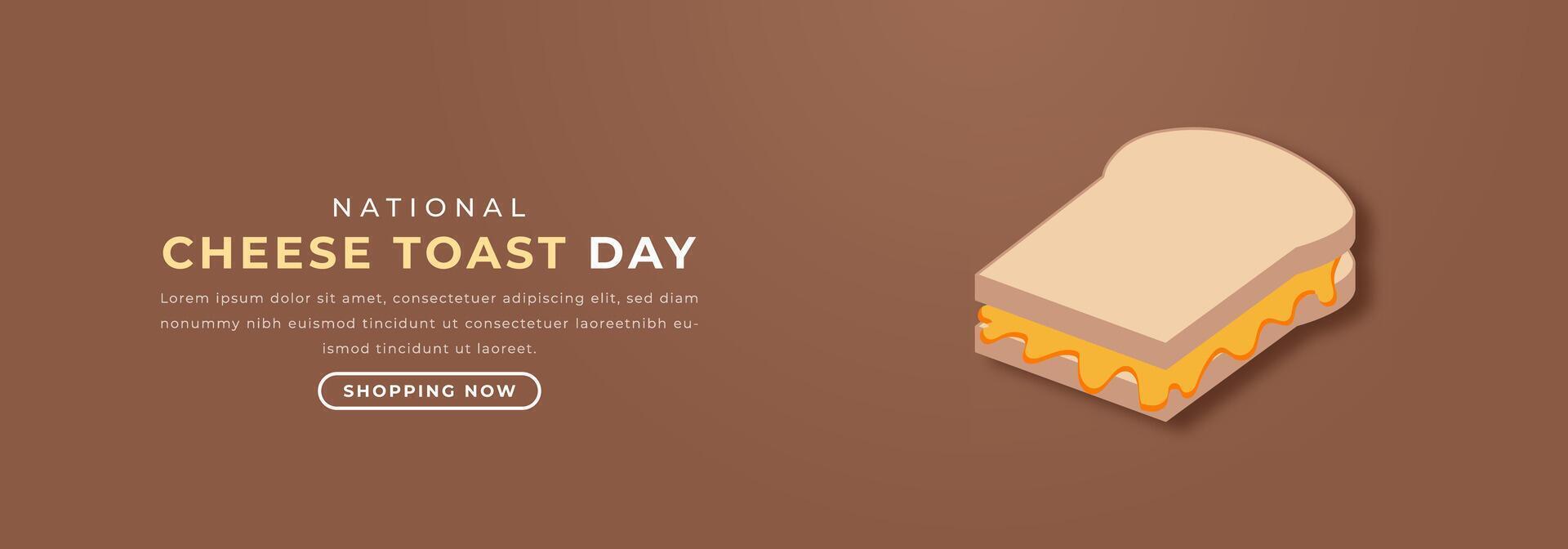National Käse Toast Tag Papier Schnitt Stil Vektor Design Illustration zum Hintergrund, Poster, Banner, Werbung, Gruß Karte