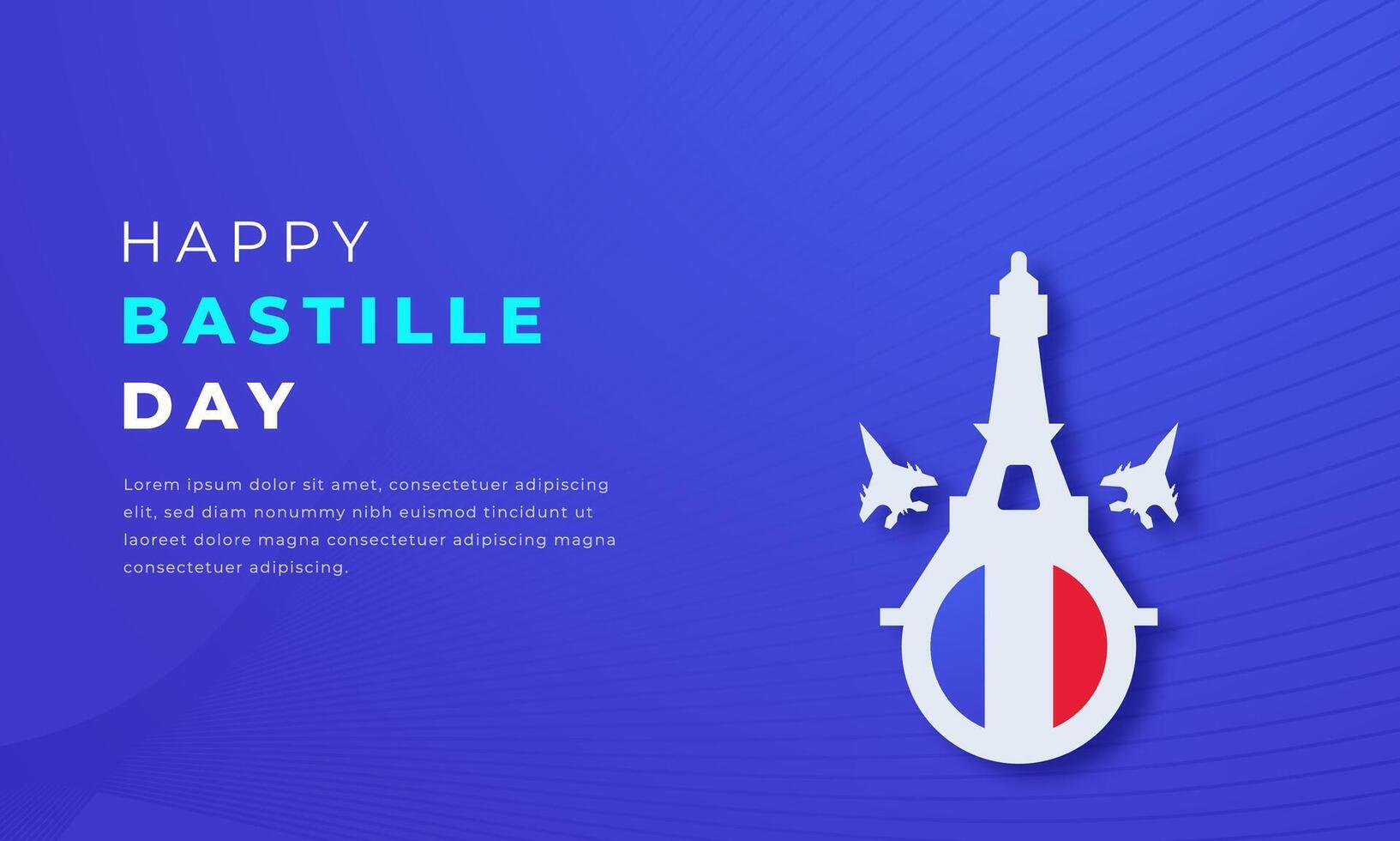 glücklich Bastille Tag Papier Schnitt Stil Vektor Design Illustration zum Hintergrund, Poster, Banner, Werbung, Gruß Karte