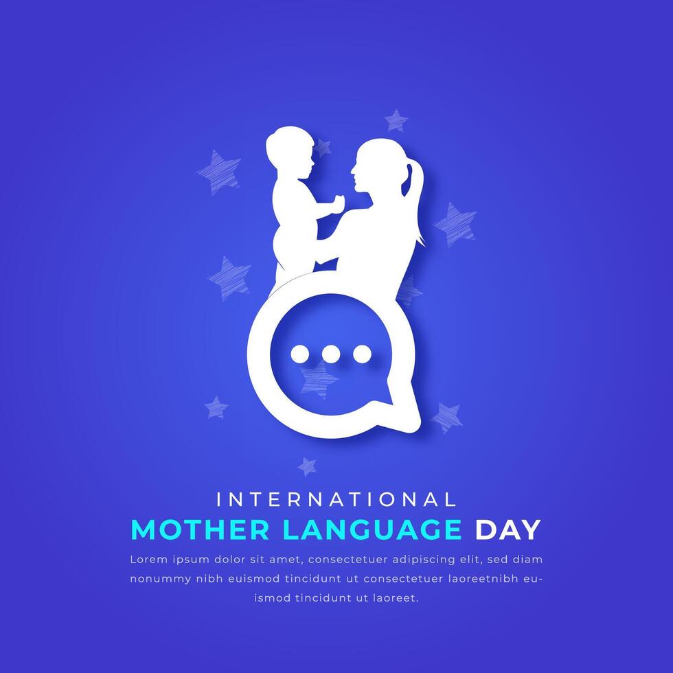 internationell mor språk dag papper skära stil vektor design illustration för bakgrund, affisch, baner, reklam, hälsning kort