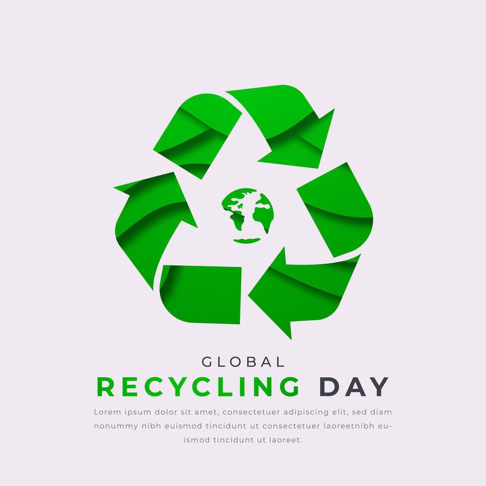 global återvinning dag papper skära stil vektor design illustration för bakgrund, affisch, baner, reklam, hälsning kort