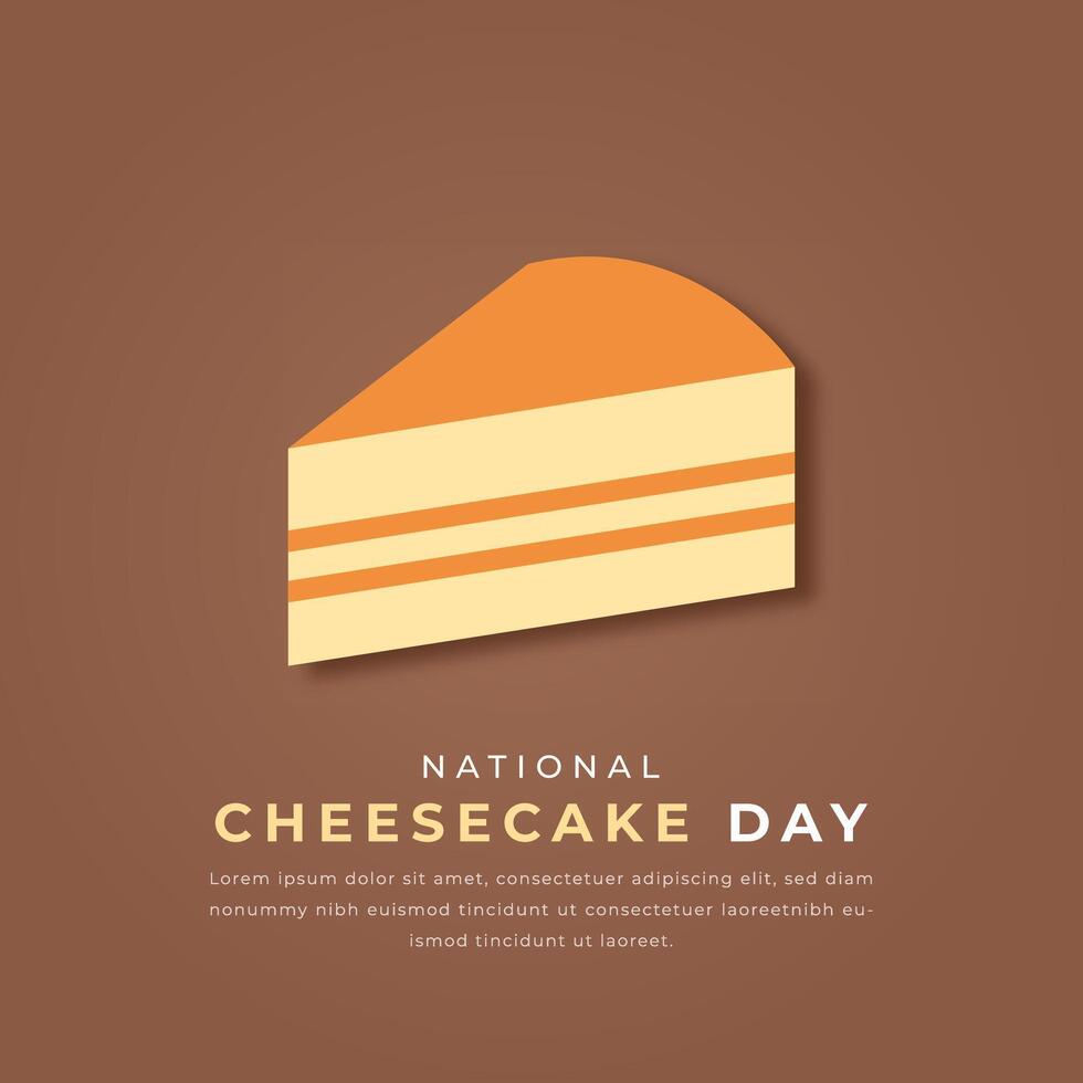 nationell cheesecake dag papper skära stil vektor design illustration för bakgrund, affisch, baner, reklam, hälsning kort