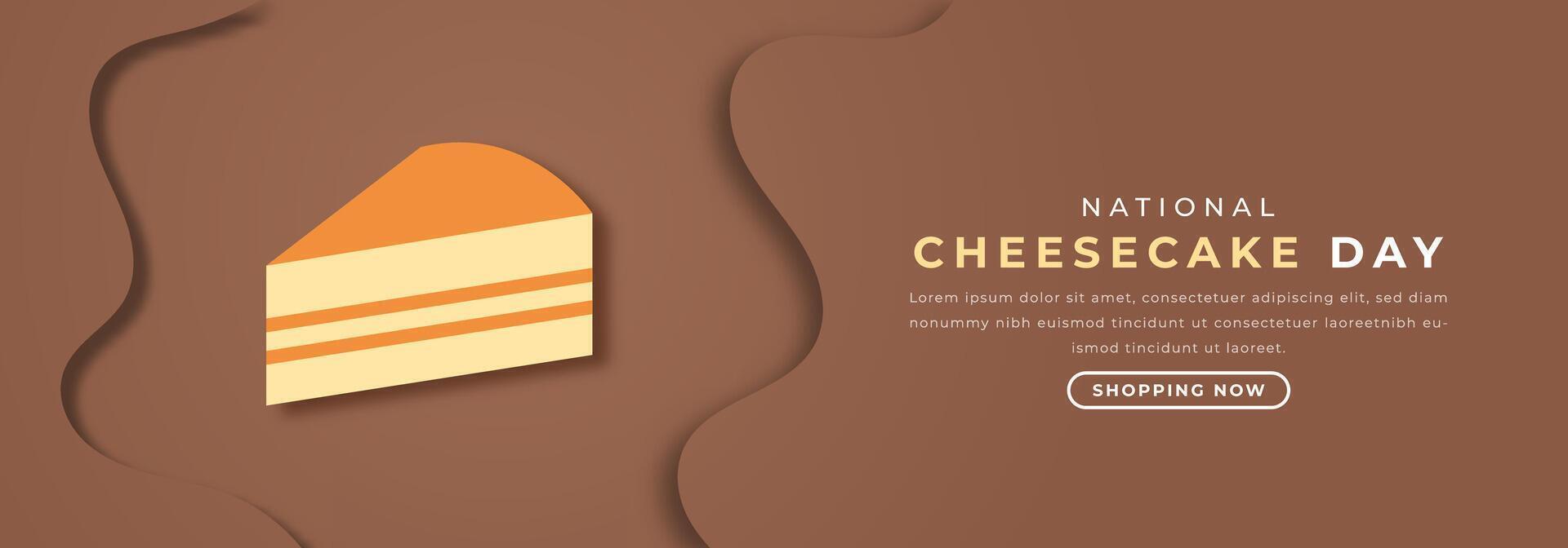 nationell cheesecake dag papper skära stil vektor design illustration för bakgrund, affisch, baner, reklam, hälsning kort