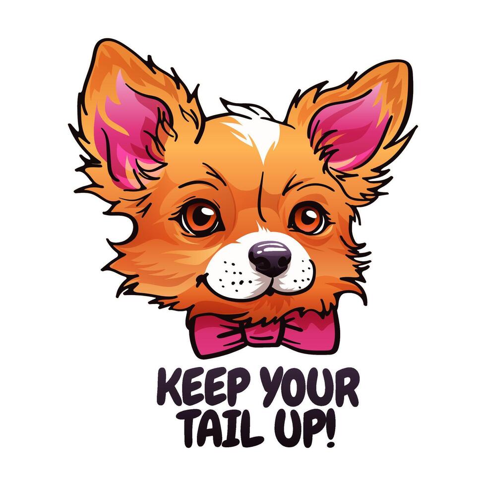en söt vektor illustration av en hund bär en rosett slips, utsöndrar glädje och gladlynthet. perfekt för kort, affischer, eller mode grafik, tillsats en Rör av roligt och stil. inte ai.