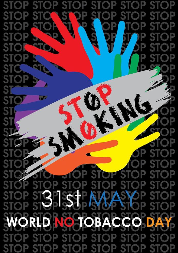 Plakat Vektor Design von Welt Nein Tabak Tag isolieren auf schwarz Hintergrund.,