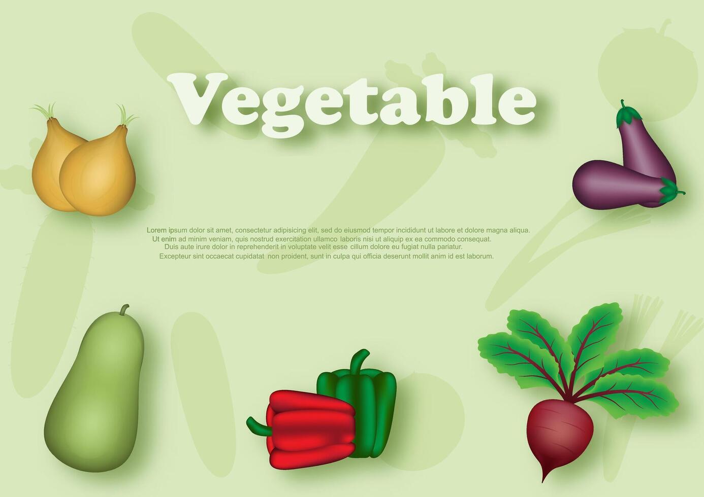 bild av olika grönsaker och engelsk lydelse, exempel texter på grön bakgrund vektor