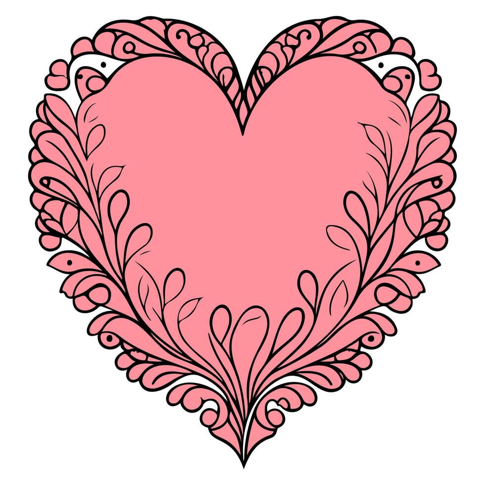 kärlek hjärta prydnad blomma valentine illustration skiss vektor