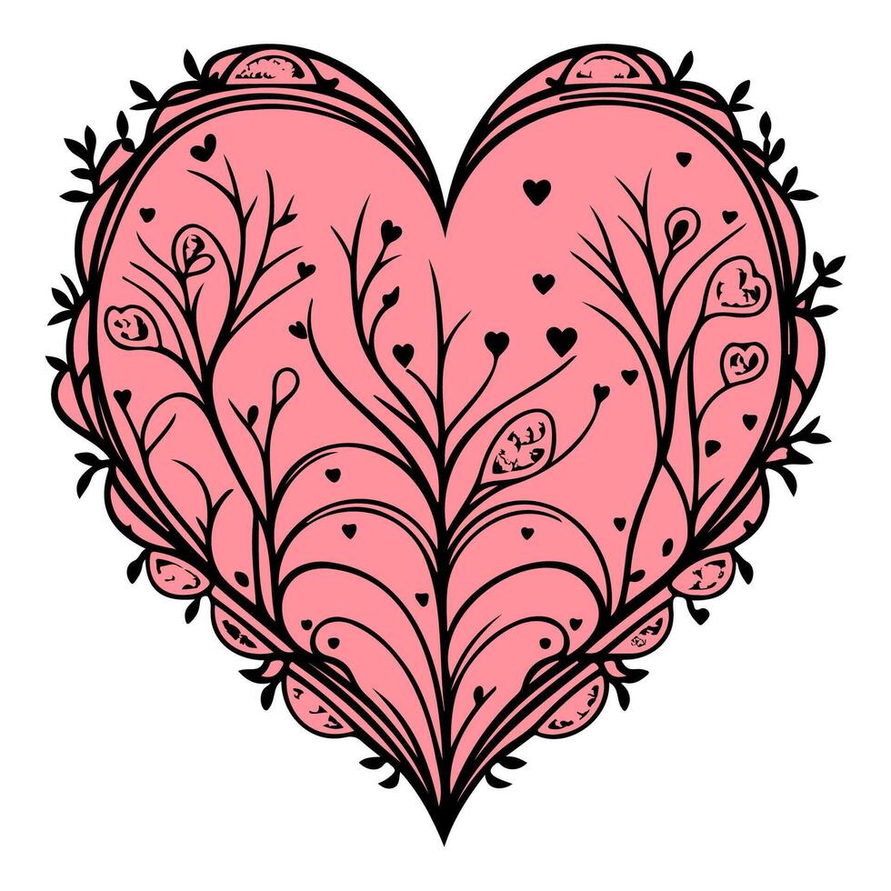 Liebe Herz Ornament Blume Valentinstag Illustration skizzieren vektor