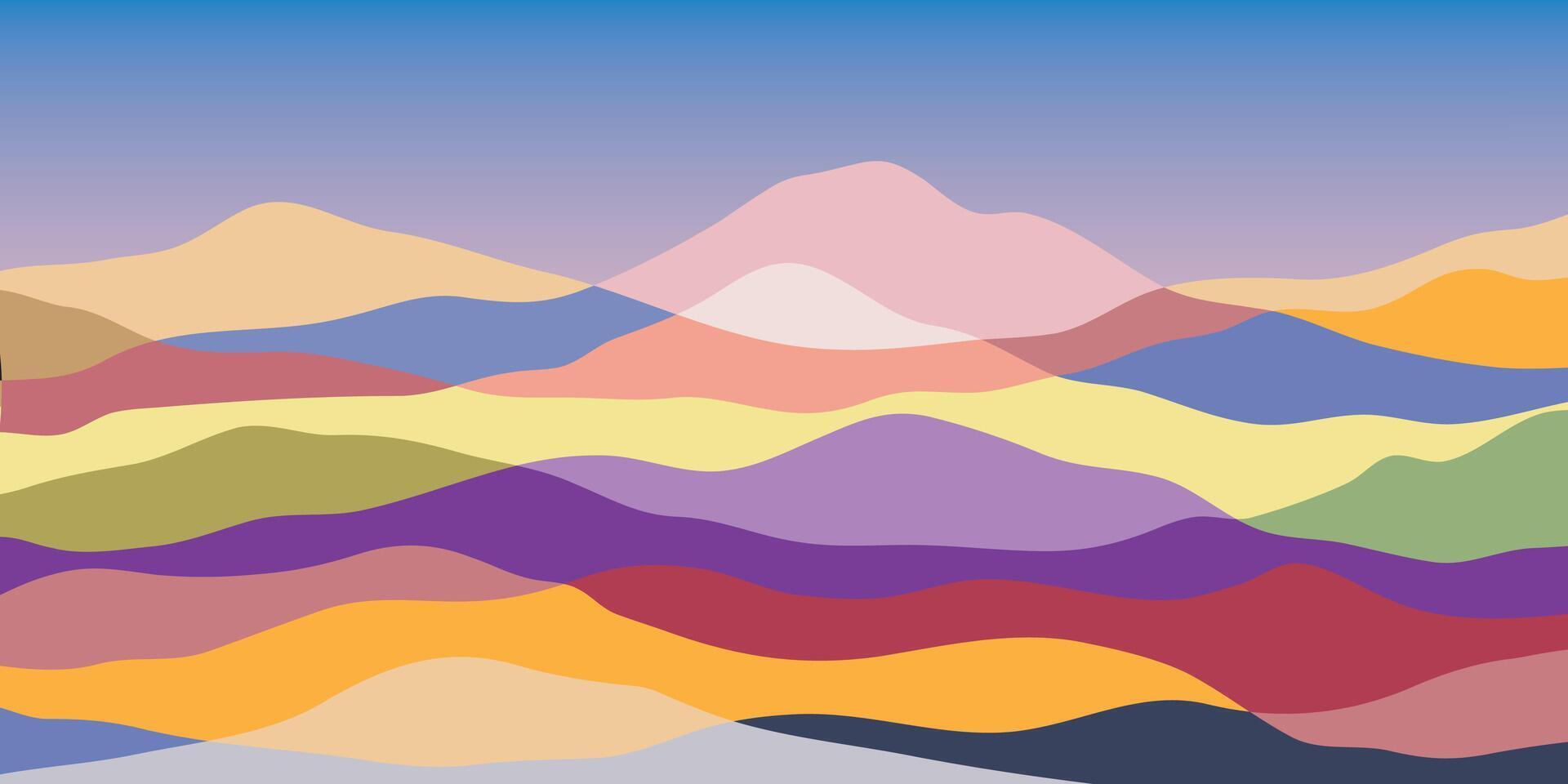 berg färger, genomskinlig vågor, solnedgång, abstrakt glas former, modern bakgrund, design vektor illustration