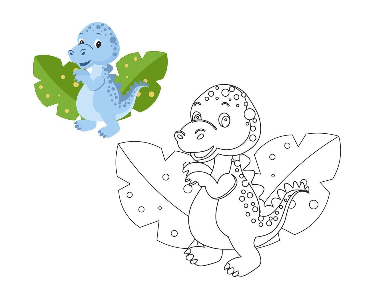 Färbung Buch zum Kinder, süß Baby Dinosaurier. Illustration und skizzieren, Vektor