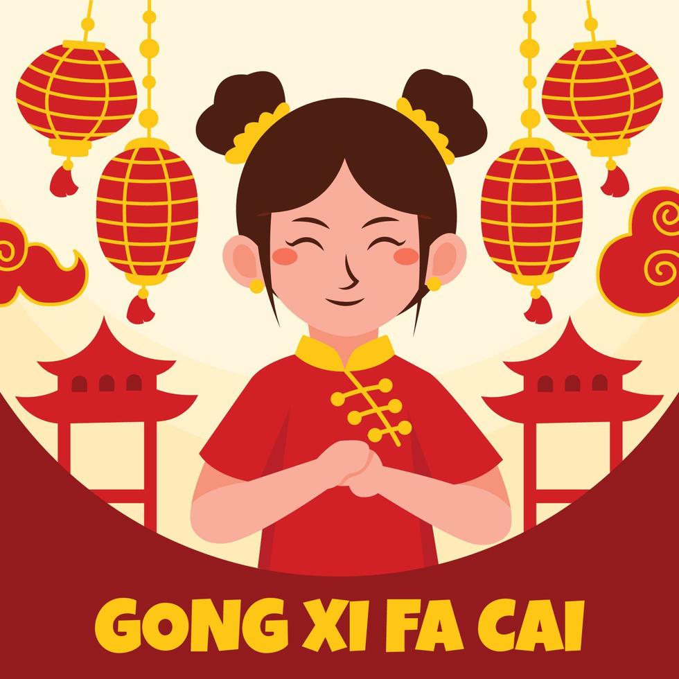 gong xi fa cai Grußkartenkonzept vektor