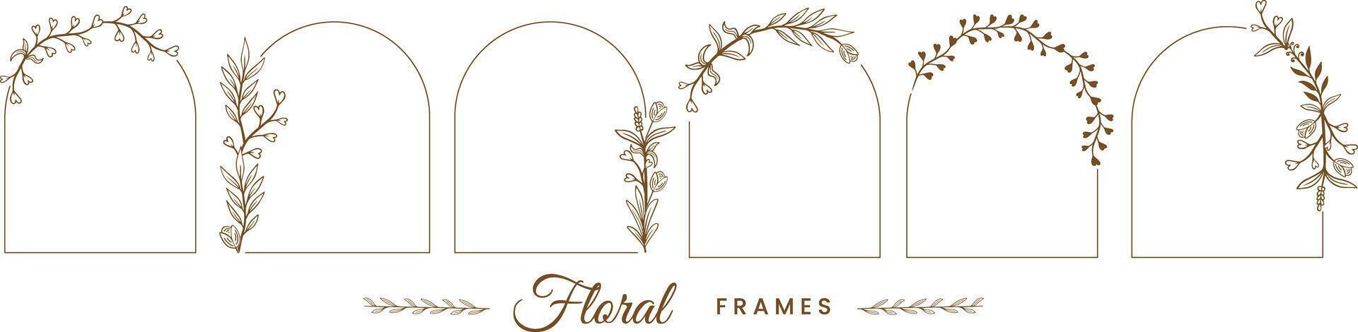 botanisch Blumen- Frames Design Elemente Hand gezeichnet Vektor