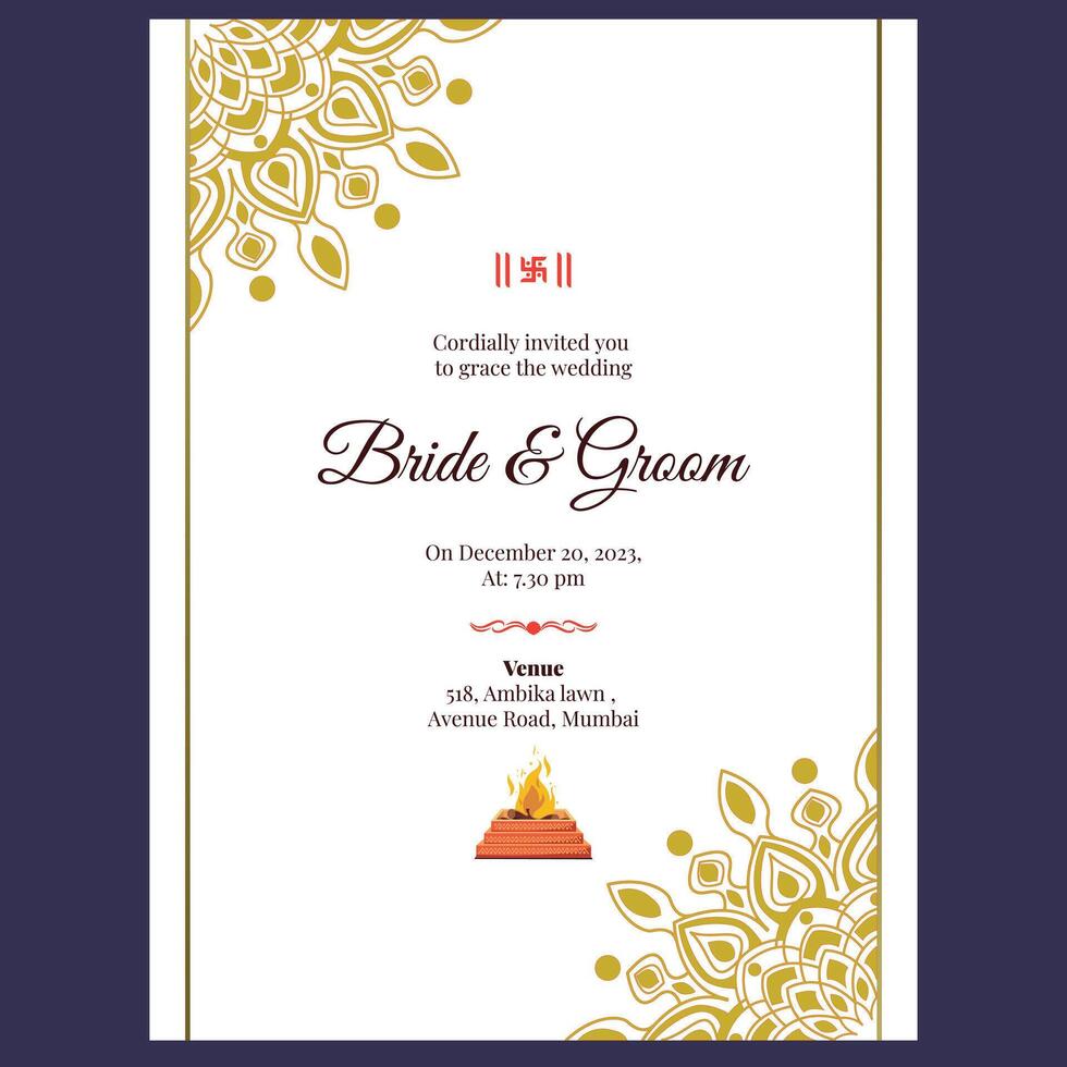 indisch Hochzeit Karte Design, Hochzeit Einladung Vorlage vektor