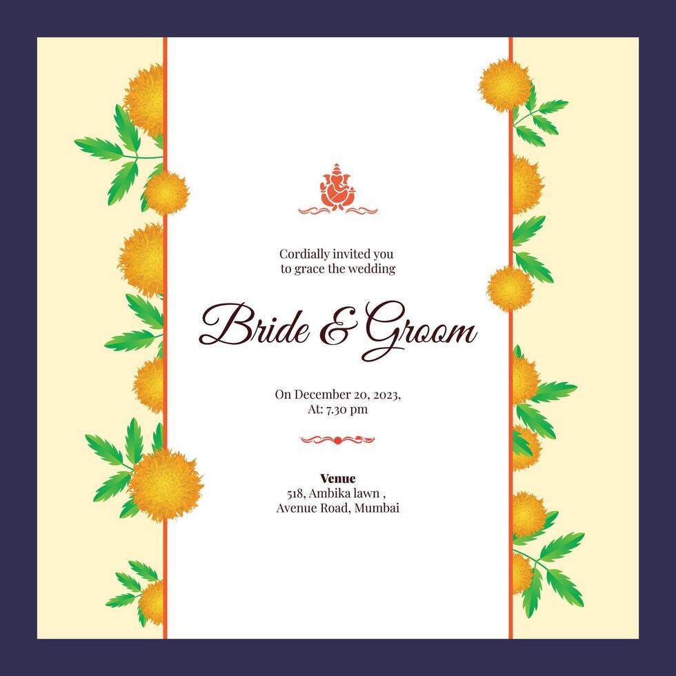 indisk bröllop kort design, bröllop inbjudan mall vektor