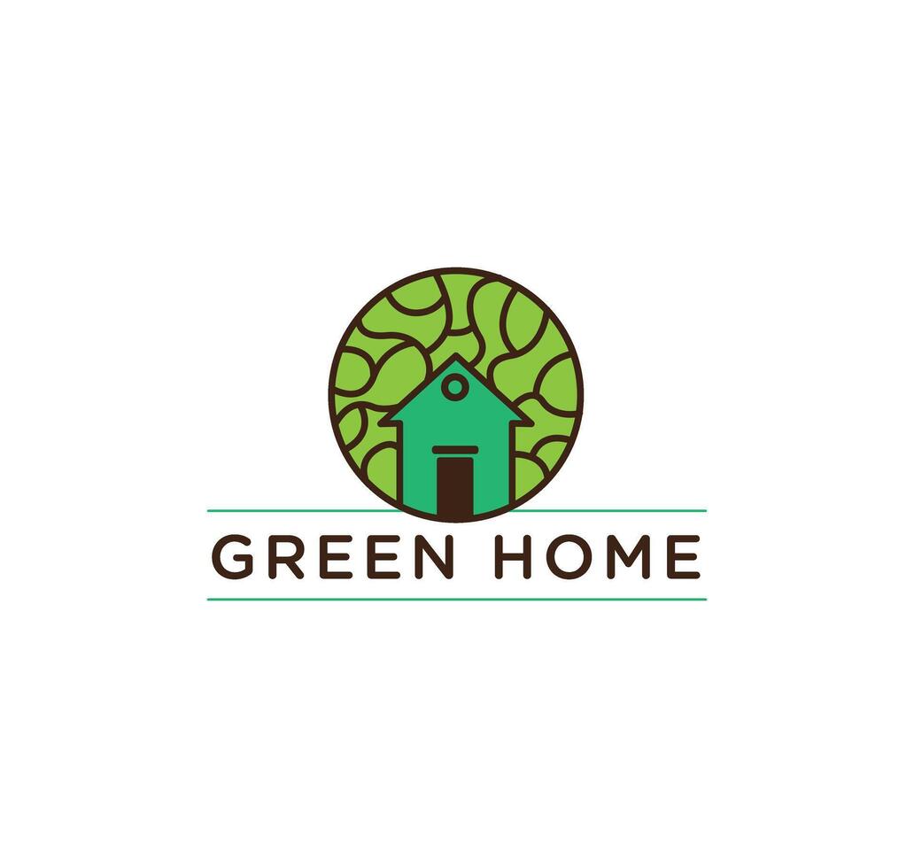 Prämie Bauernhaus Logo im Grün Holz Vektor Illustration