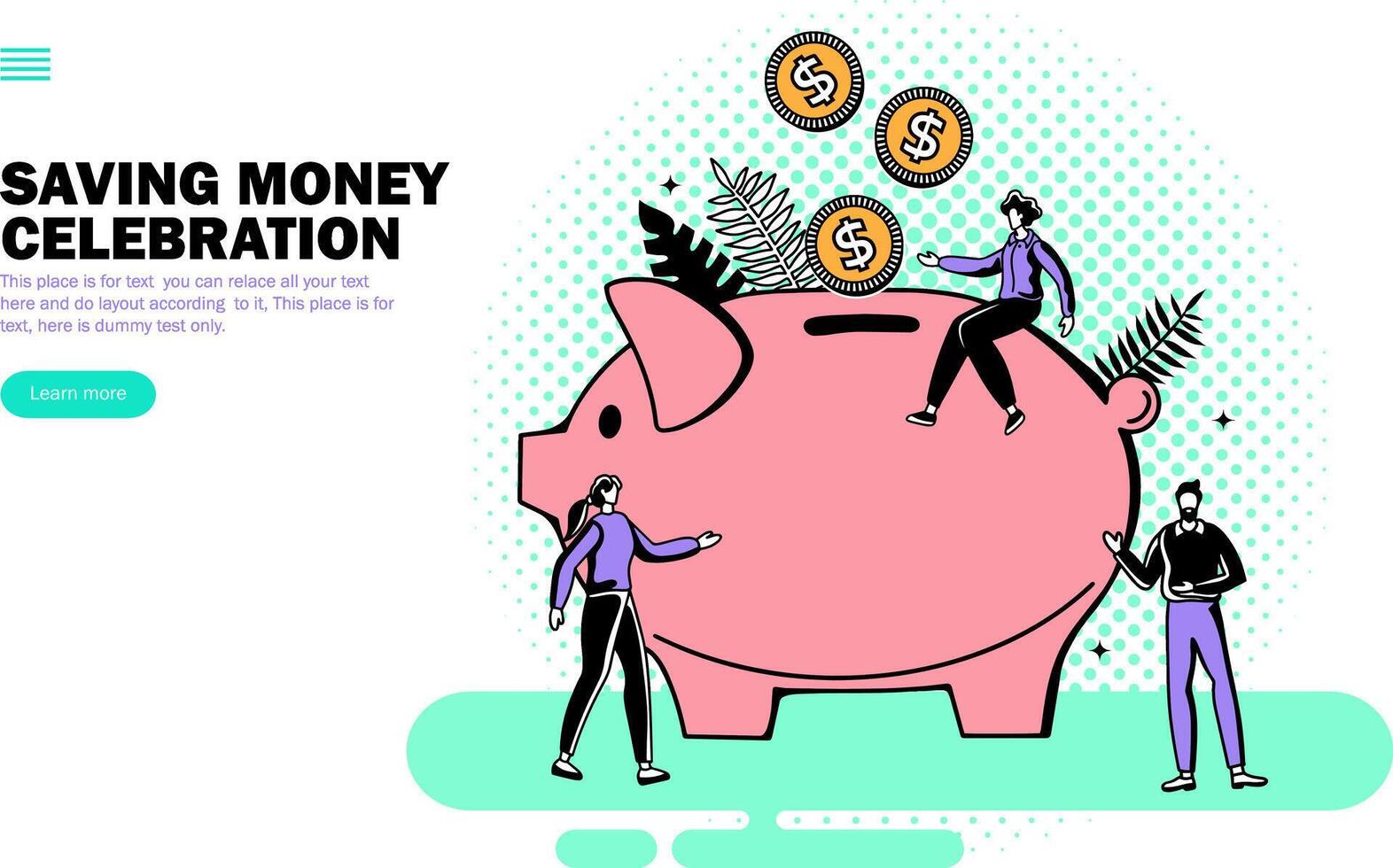 Speichern Geld mit Schweinchen Bank Konzept Vektor