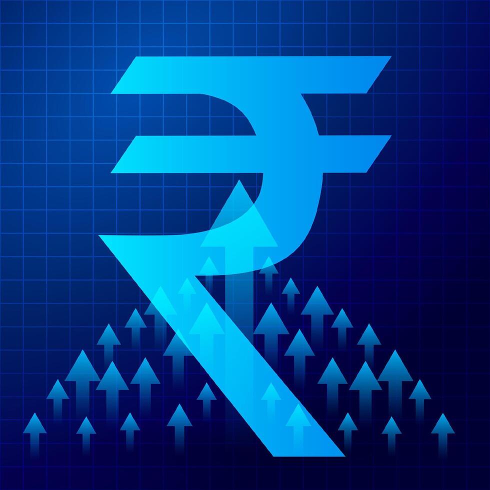 indisch Währung oben Pfeile Rupie Wachstum Konzept Vektor