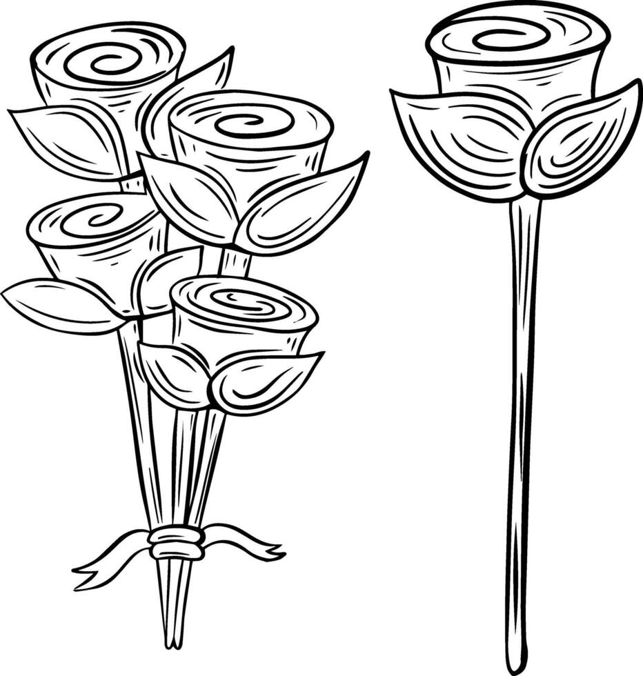 handritad ros blomma vektor