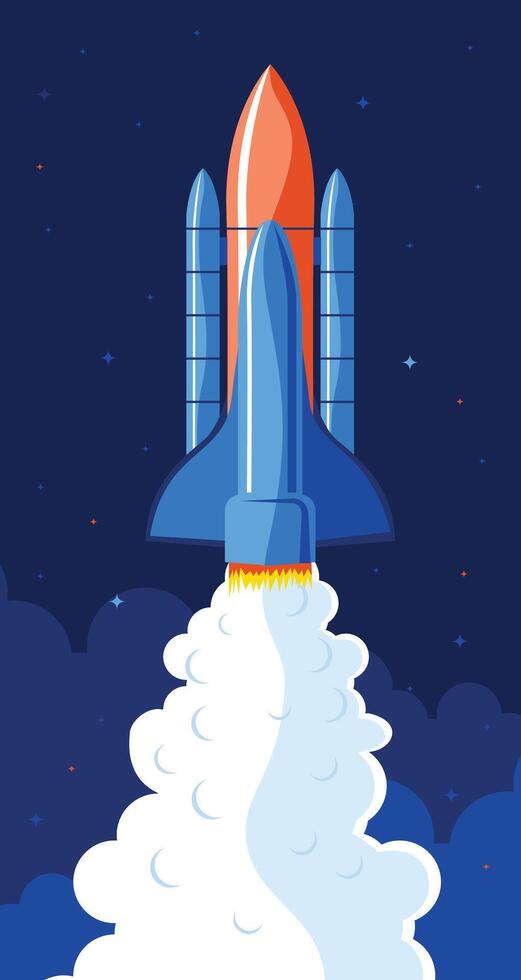 Rakete Start, Rakete im Himmel Vektor Illustration