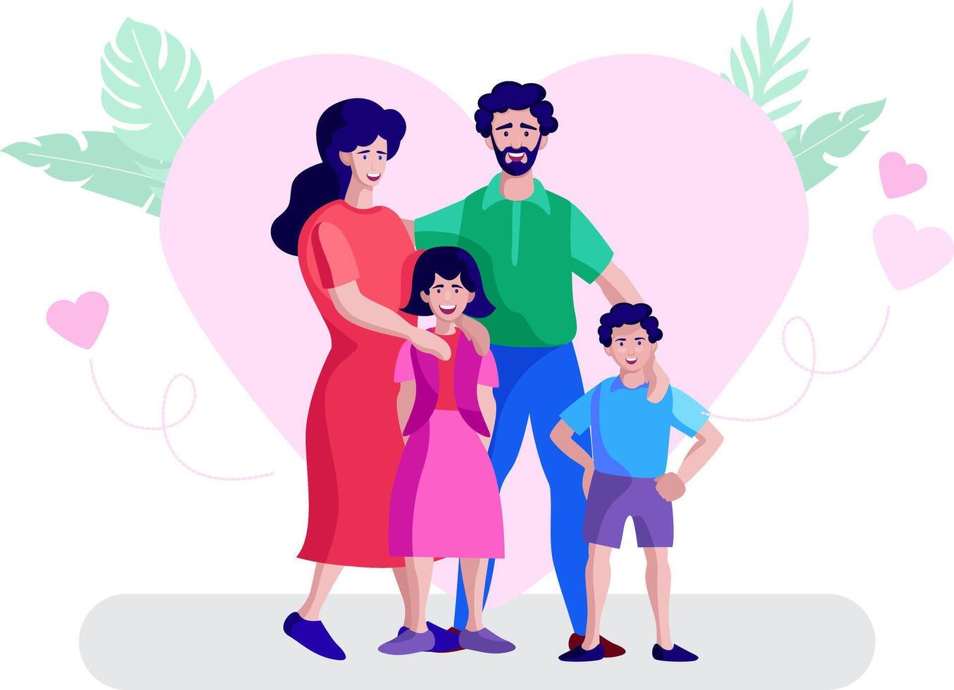 kärleksfull familj stående tillsammans vektor