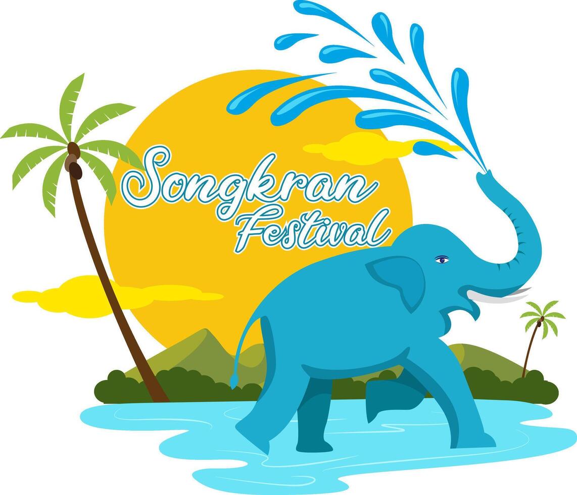 Songkran Festival Elefant Wasser abspielen Vektor