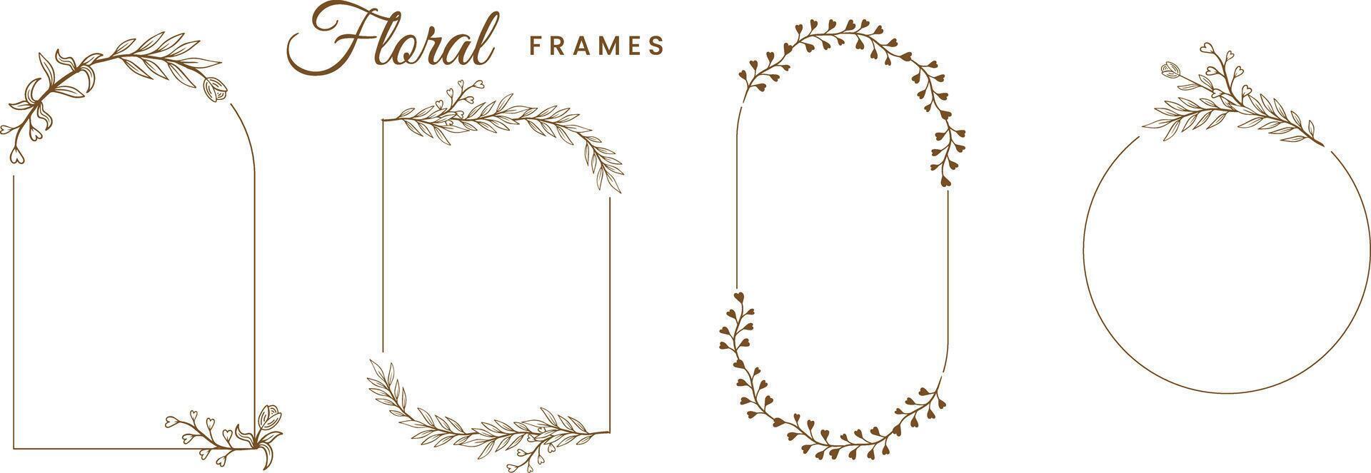 botanisch Blumen- Frames Design Elemente Hand gezeichnet Vektor