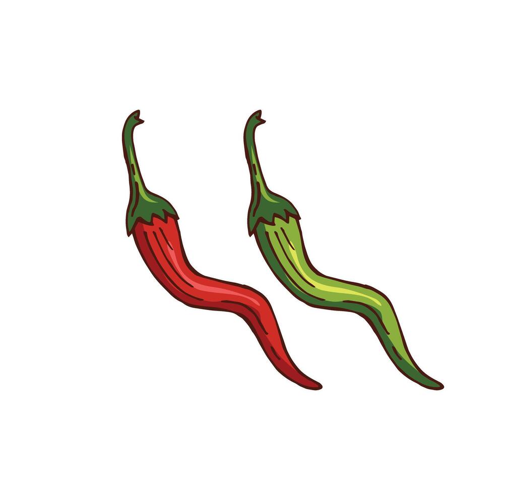 Hand gezeichnet Chili Farbe Vektor Illustration
