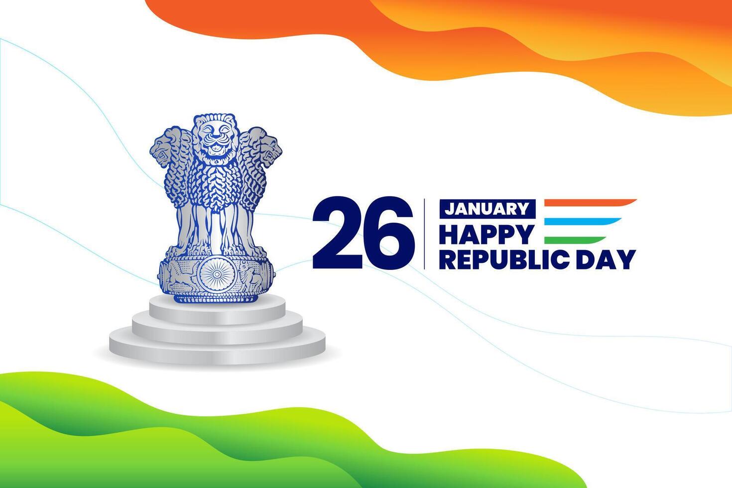 26 januari republik dag av Indien firande med indisk flagga vektor