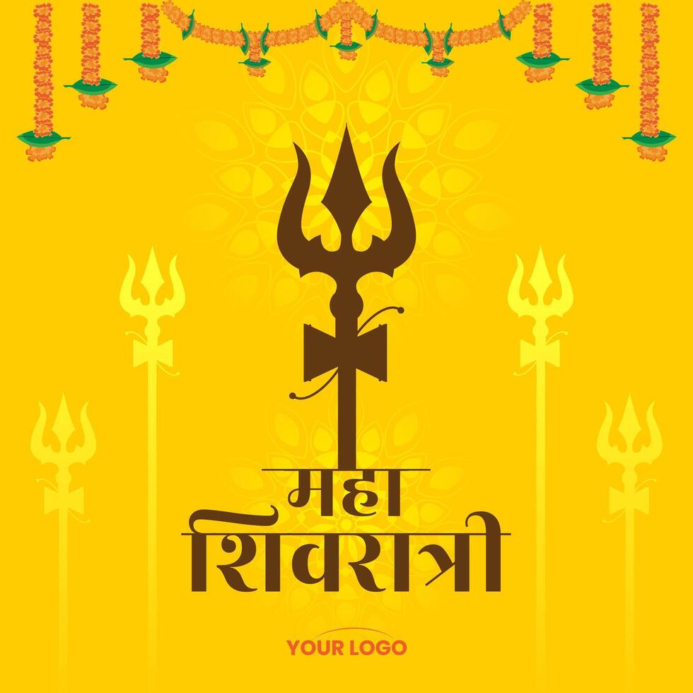 maha Shivratri Festival Feier Segen Karte Design Hintergrund Vorlage mit Trishul Vektor