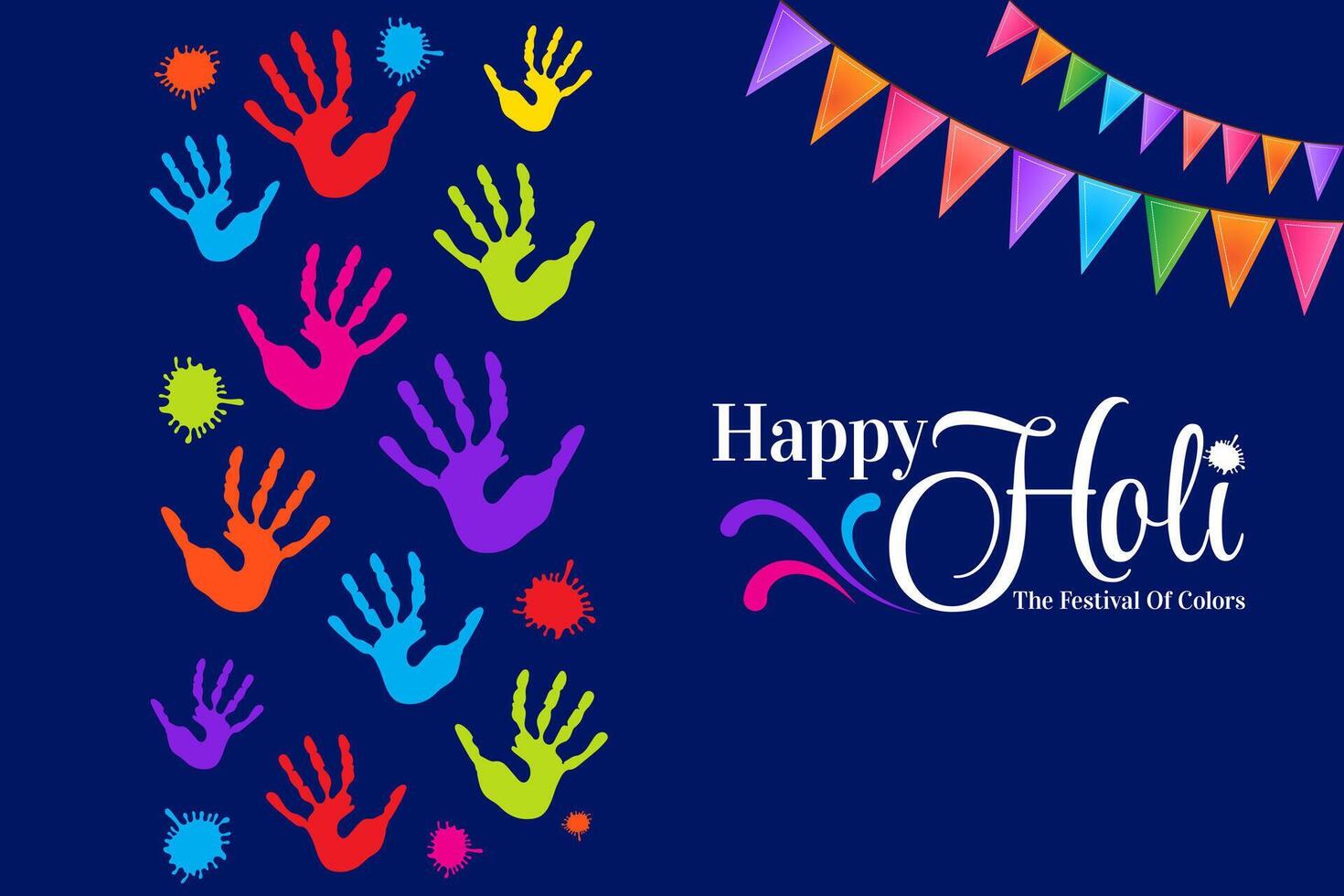 färgrik Lycklig holi hindu festival firande hälsning med hand grafik vektor