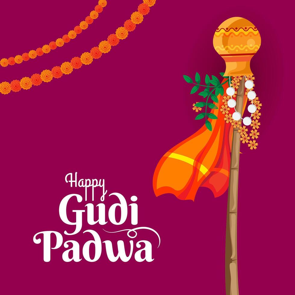 kulturell hindu ny år festival Gudi Padwa firande hälsning bakgrund vektor