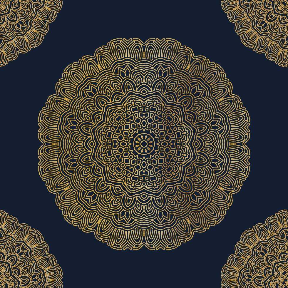 Dekoration arabisch Stil Mandala Muster auf dunkel Blau Hintergrund. Luxus Dekoration Mandala. luxuriös Mandala Ornament Hintergrund mit golden Muster. luxuriös golden Mandala Vektor. vektor