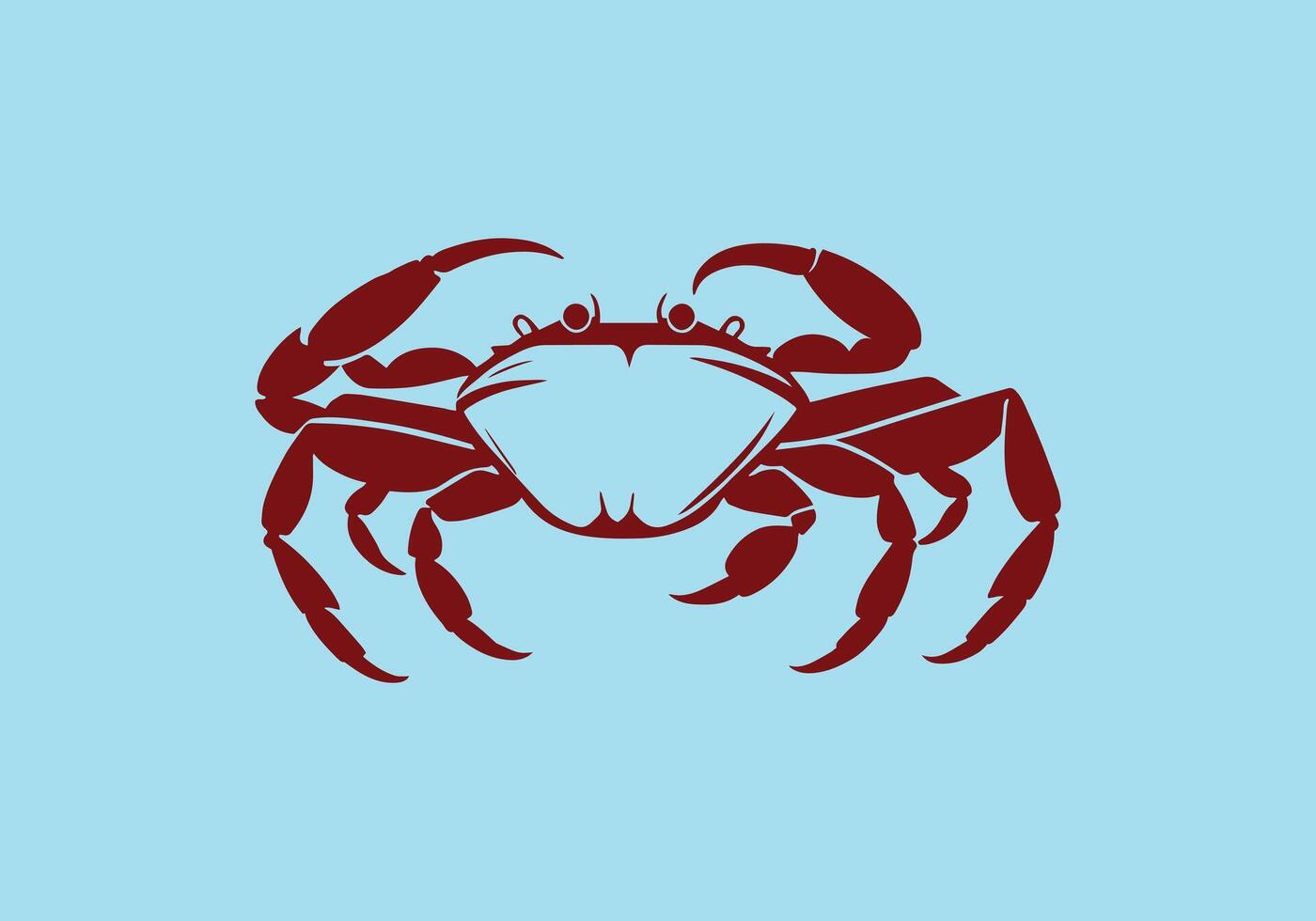 Logo von Krabbe Symbol Vektor Silhouette isoliert Design Blau Hintergrund