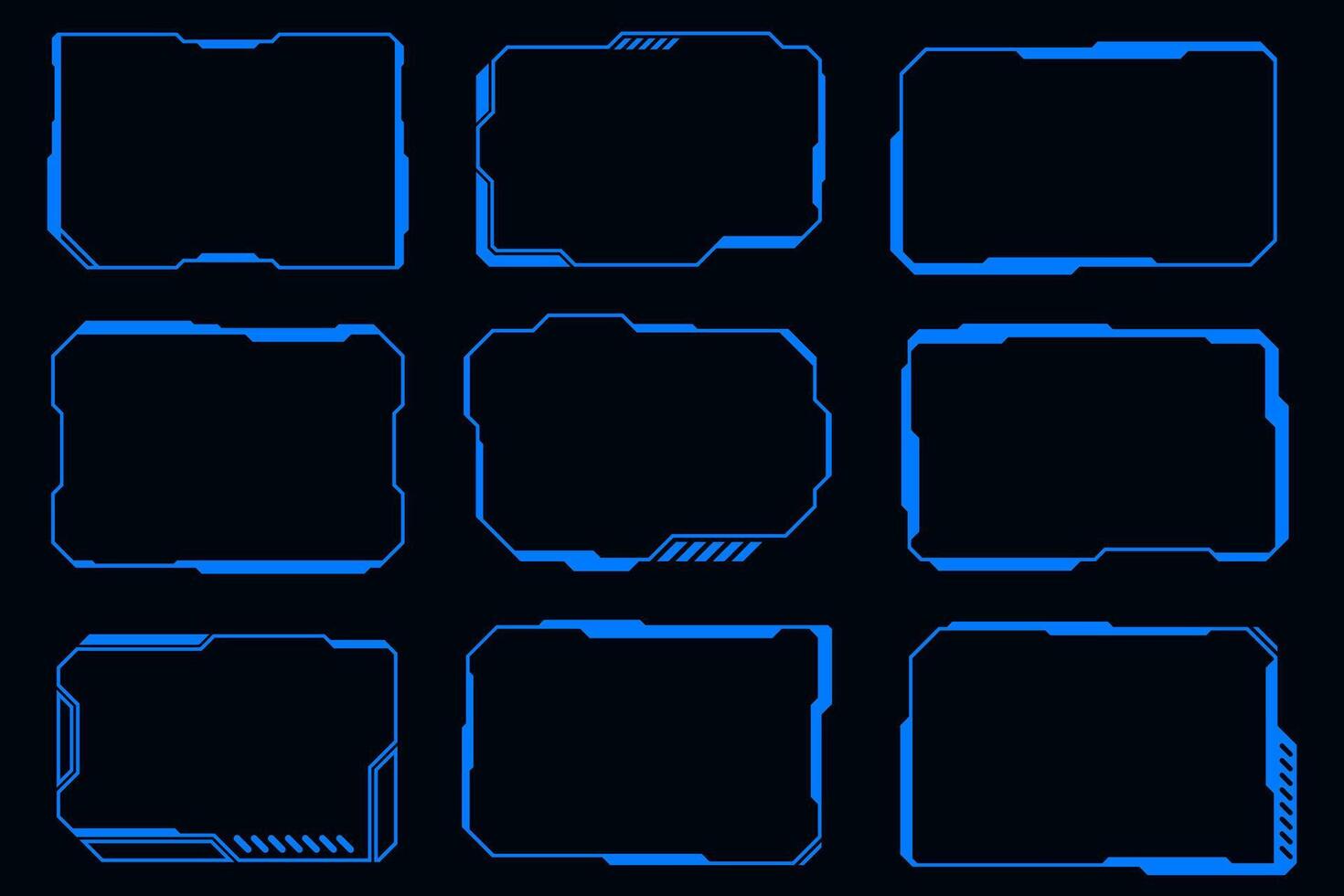vektor teknologi trogen uppsättning Hej tech ram element. hud fokus sci-fi fyrkant form design.