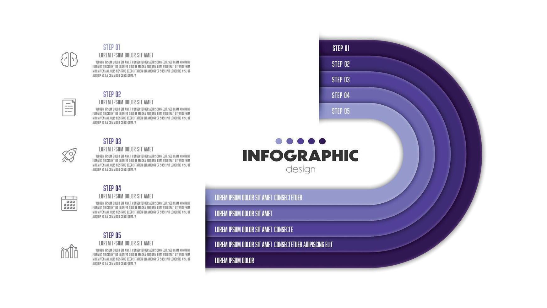 Vektor Präsentation Geschäft Infografik Vorlage 5 Schritt. modern Infografik Design Vorlage.