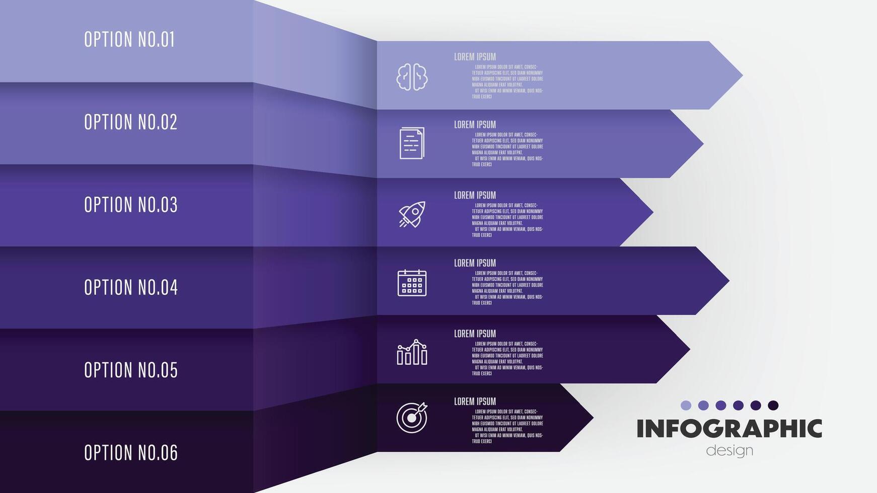 vektor infographics mall horisontell för diagram, grafer, presentationer och företag begrepp diagram med 6 alternativ.