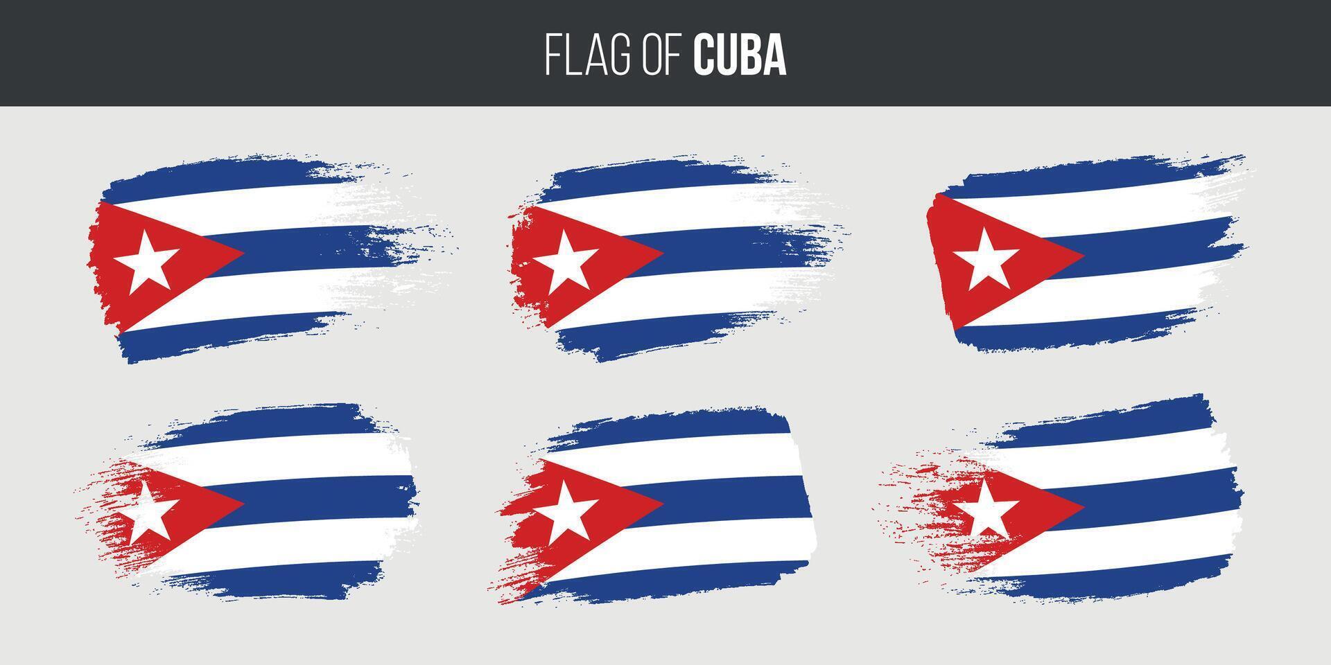 Kuba Flaggen einstellen Bürste Schlaganfall Grunge Vektor Illustration Flagge von Kuba isoliert auf Weiß