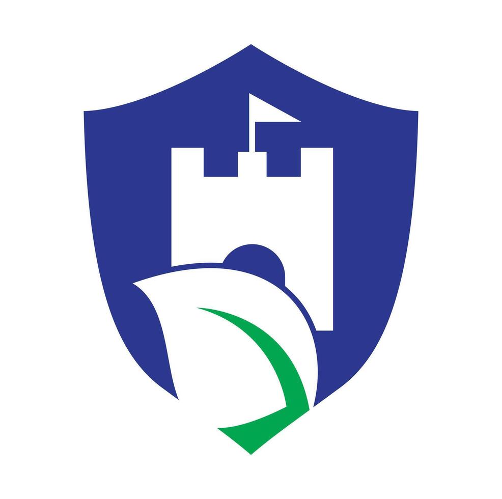 Schloss mit Blatt Symbol Vektor Logo.