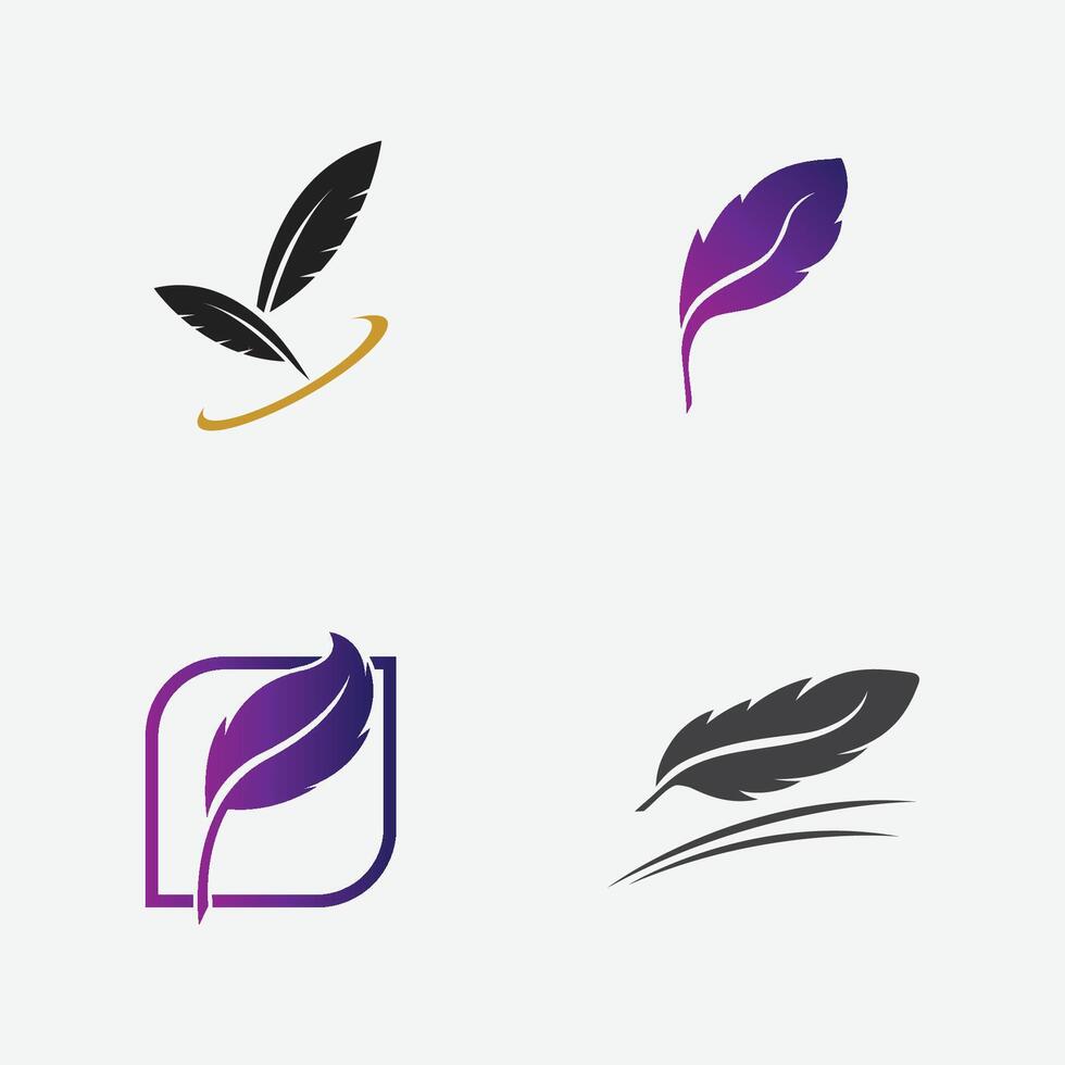 Sammlung von Feder Logo Illustration Designs auf ein grau Hintergrund vektor