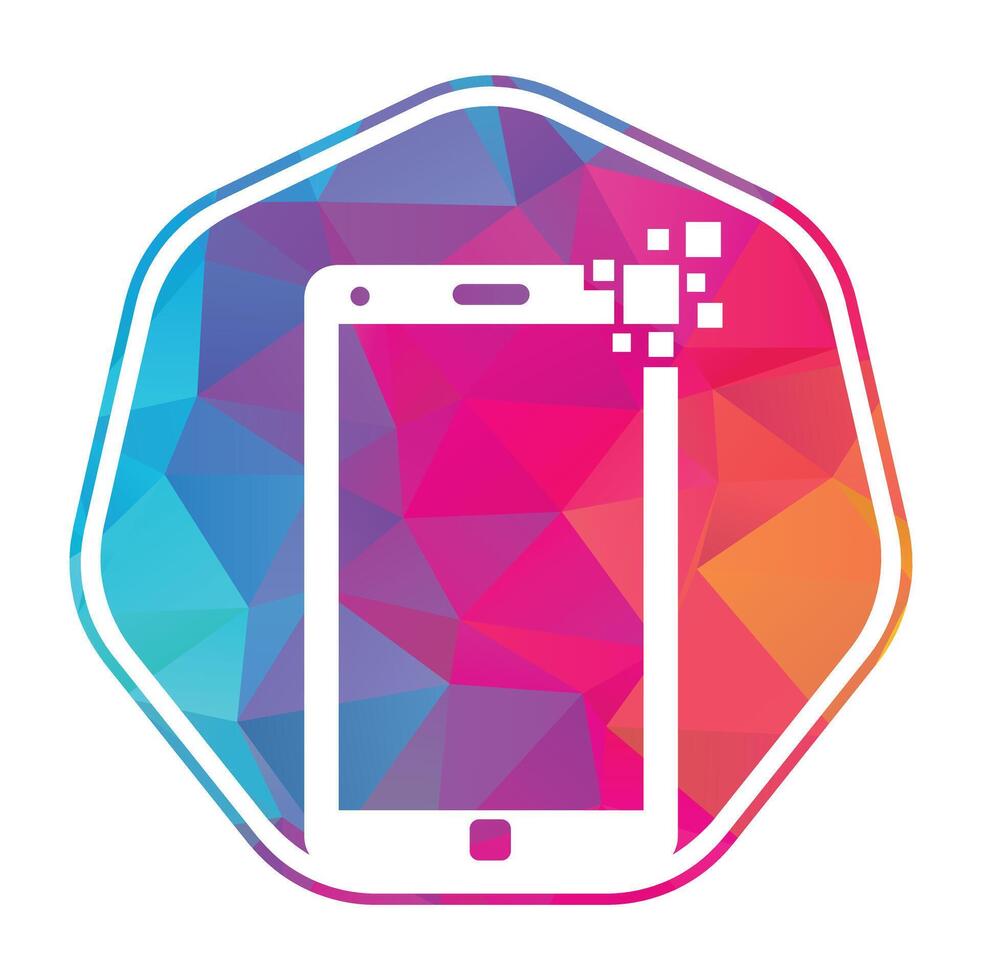 Handy, Mobiltelefon Pixel Logo Design Vektor Illustration.