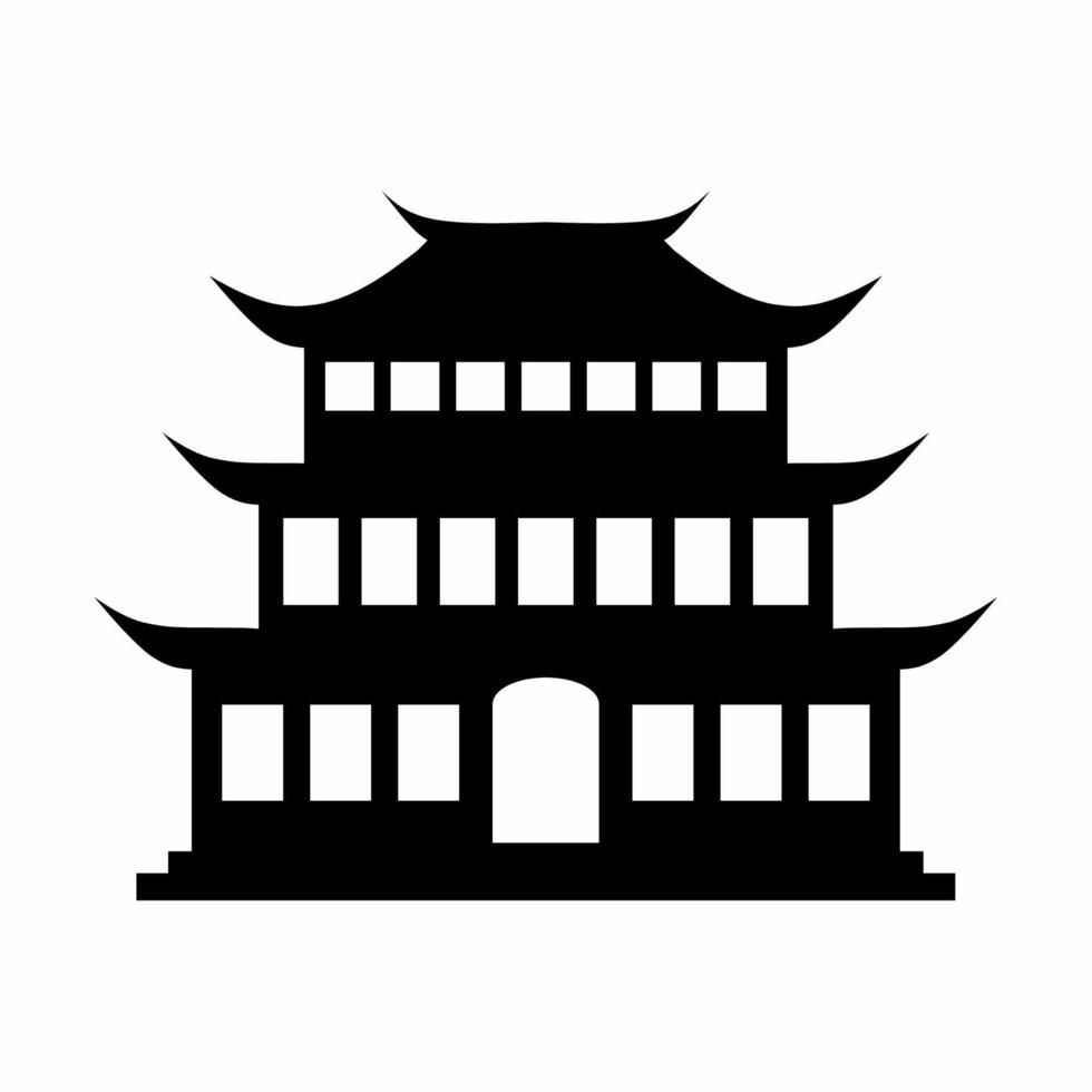 konfucian tempel silhuett ikon vektor. kinesisk tempel silhuett för ikon, symbol eller tecken. confucius byggnad ikon för lunar ny år eller religiös vektor