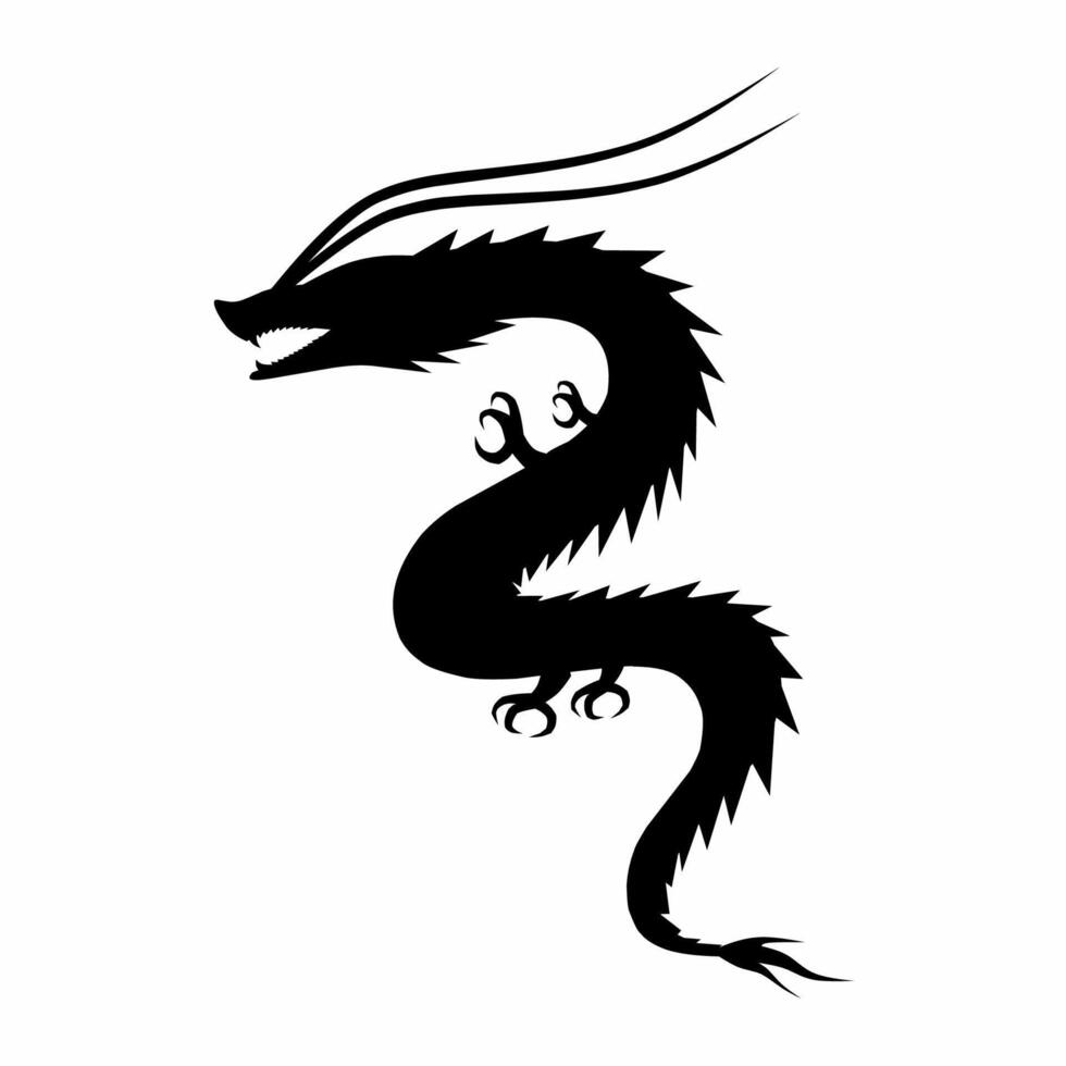 Chinesisch Drachen Silhouette Symbol Vektor. asiatisch Drachen Silhouette zum Symbol, Symbol oder unterzeichnen. Drachen Symbol zum Chinesisch Neu Jahr oder Mythologie Tier vektor