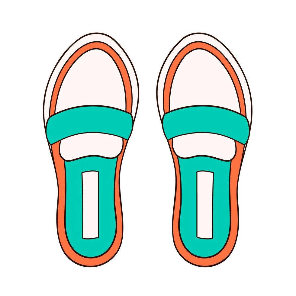 Slipper Schuhe, klassisch beiläufig Schuhwerk zum männlich und weiblich. Karikatur Stil Symbol, Logo zum Schuh speichern. Vektor Illustration isoliert auf ein Weiß Hintergrund.