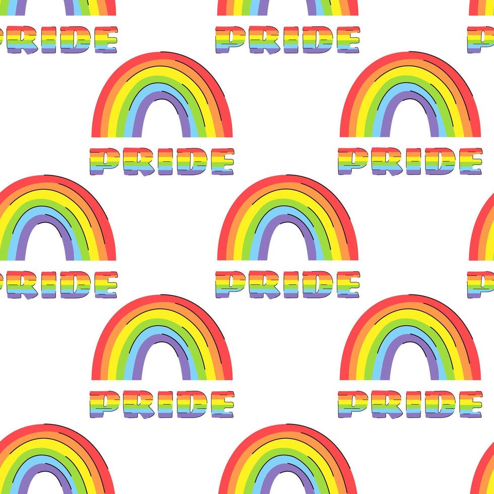 nahtlos Muster lgbt Flagge, Regenbogen. lgbt Tag. Juni Stolz Monat. lesbisch, Fröhlich, Transgender. Vektor Illustration im Wohnung, Gekritzel Stil. zum Karten, Poster, Banner.