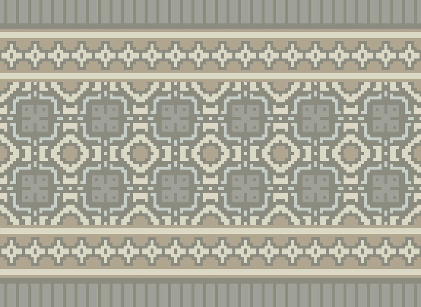 Pixel Kreuz Stich traditionell ethnisch Muster Paisley Blume Ikat Hintergrund abstrakt aztekisch afrikanisch indonesisch indisch nahtlos Muster zum Stoff drucken Stoff Kleid Teppich Vorhänge und Sarong vektor