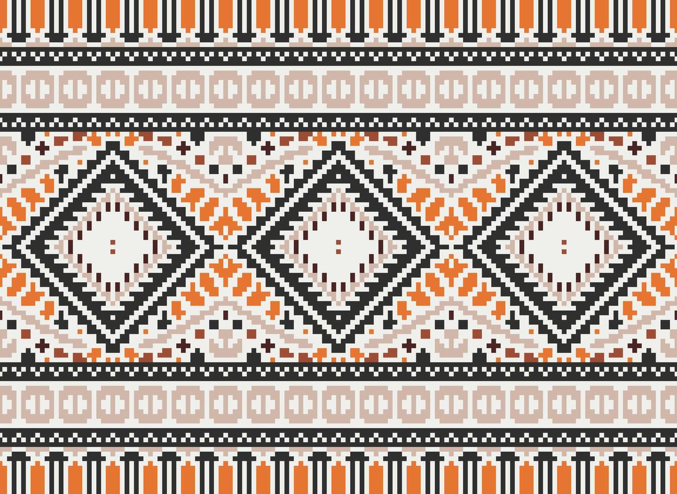 Pixel Kreuz Stich traditionell ethnisch Muster Paisley Blume Ikat Hintergrund abstrakt aztekisch afrikanisch indonesisch indisch nahtlos Muster zum Stoff drucken Stoff Kleid Teppich Vorhänge und Sarong vektor