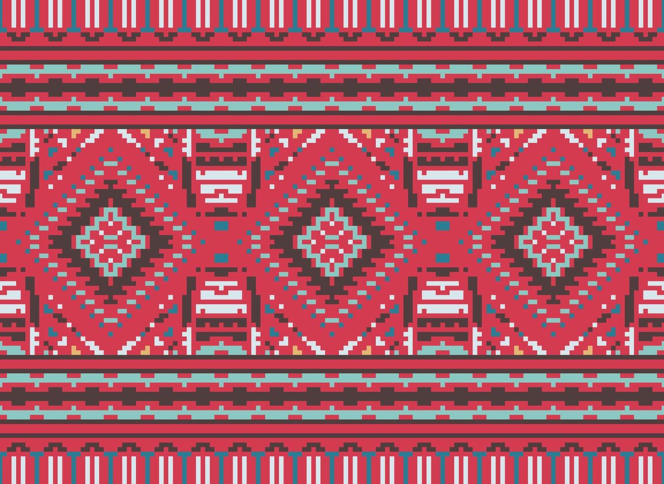 pixel korsa sy traditionell etnisk mönster paisley blomma ikat bakgrund abstrakt aztec afrikansk indonesiska indisk sömlös mönster för tyg skriva ut trasa klänning matta gardiner och sarong vektor