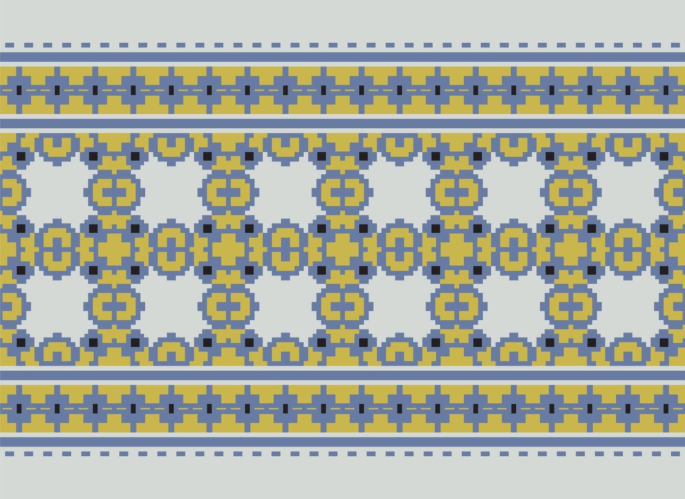 Pixel Kreuz Stich traditionell ethnisch Muster Paisley Blume Ikat Hintergrund abstrakt aztekisch afrikanisch indonesisch indisch nahtlos Muster zum Stoff drucken Stoff Kleid Teppich Vorhänge und Sarong vektor