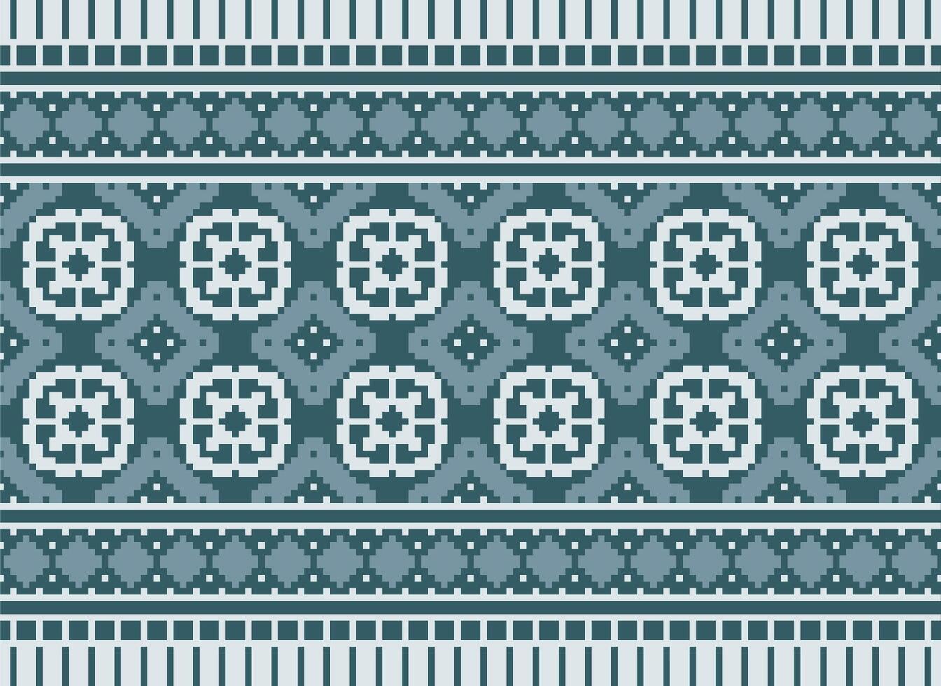 Pixel Kreuz Stich traditionell ethnisch Muster Paisley Blume Ikat Hintergrund abstrakt aztekisch afrikanisch indonesisch indisch nahtlos Muster zum Stoff drucken Stoff Kleid Teppich Vorhänge und Sarong vektor