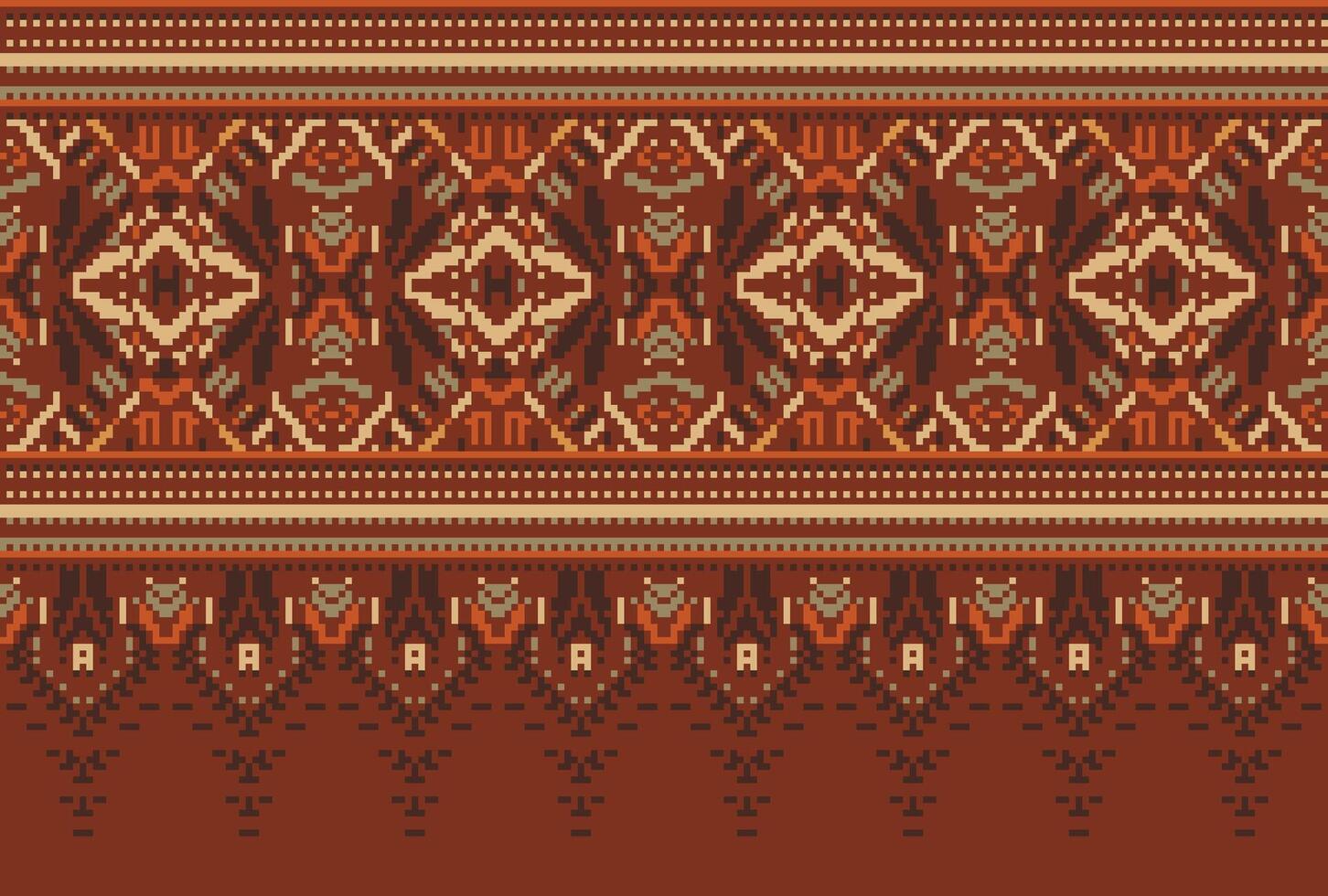 pixel korsa sy traditionell etnisk mönster paisley blomma ikat bakgrund abstrakt aztec afrikansk indonesiska indisk sömlös mönster för tyg skriva ut trasa klänning matta gardiner och sarong vektor